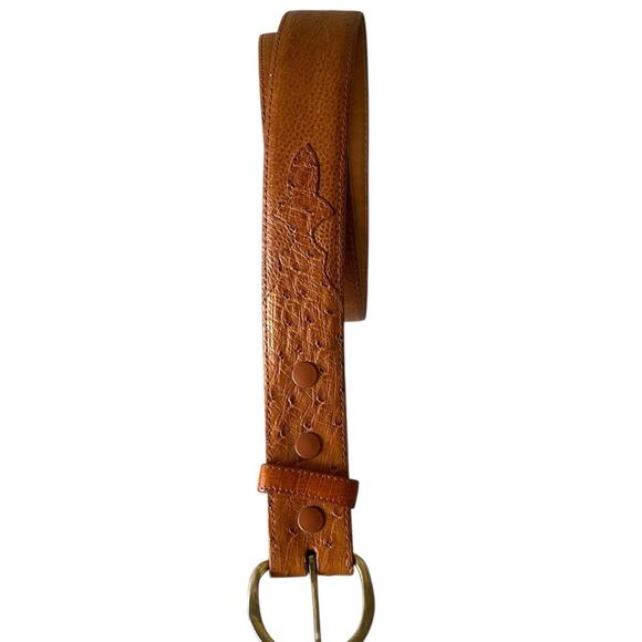 ferrini Ostrich Elegant Tan Leather Belt Size:38 main image 2